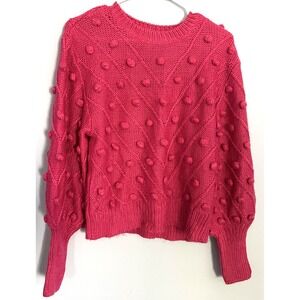 Sugar Lips Sweater Women S Raspberry Bobble Popcorn Knit Pullover Acrylic Chunky